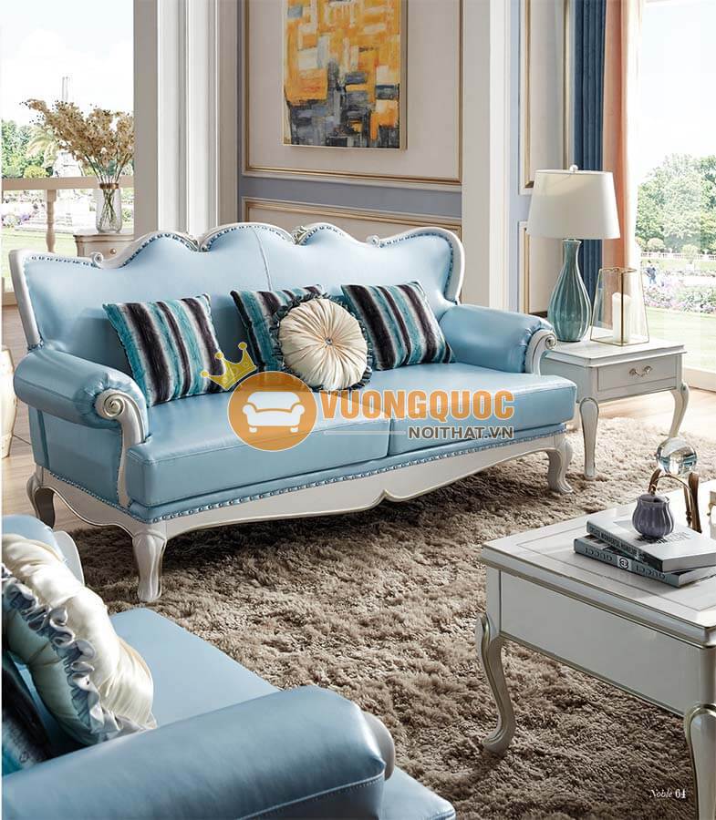 Bộ sofa phòng khách tân cổ điển xanh dương TSLG915S